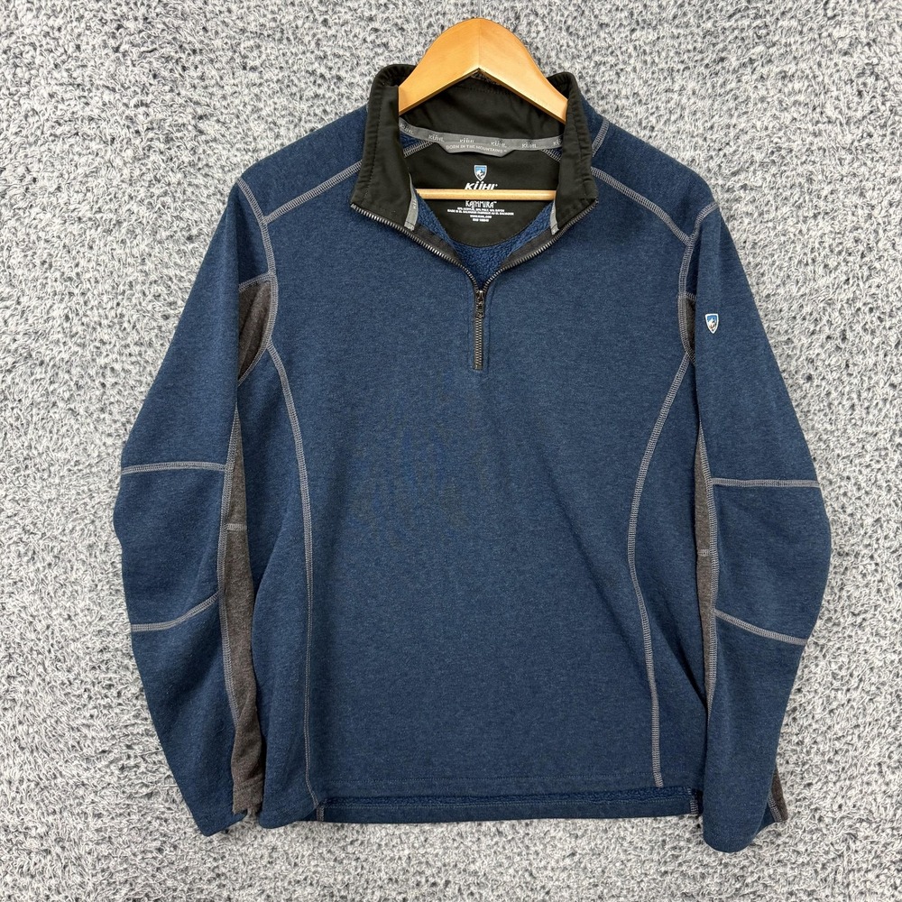 Kuhl Sweater Mens Medium Blue Kashmira Fleece 1/4 Zip Pullover Hiking Outdoors
